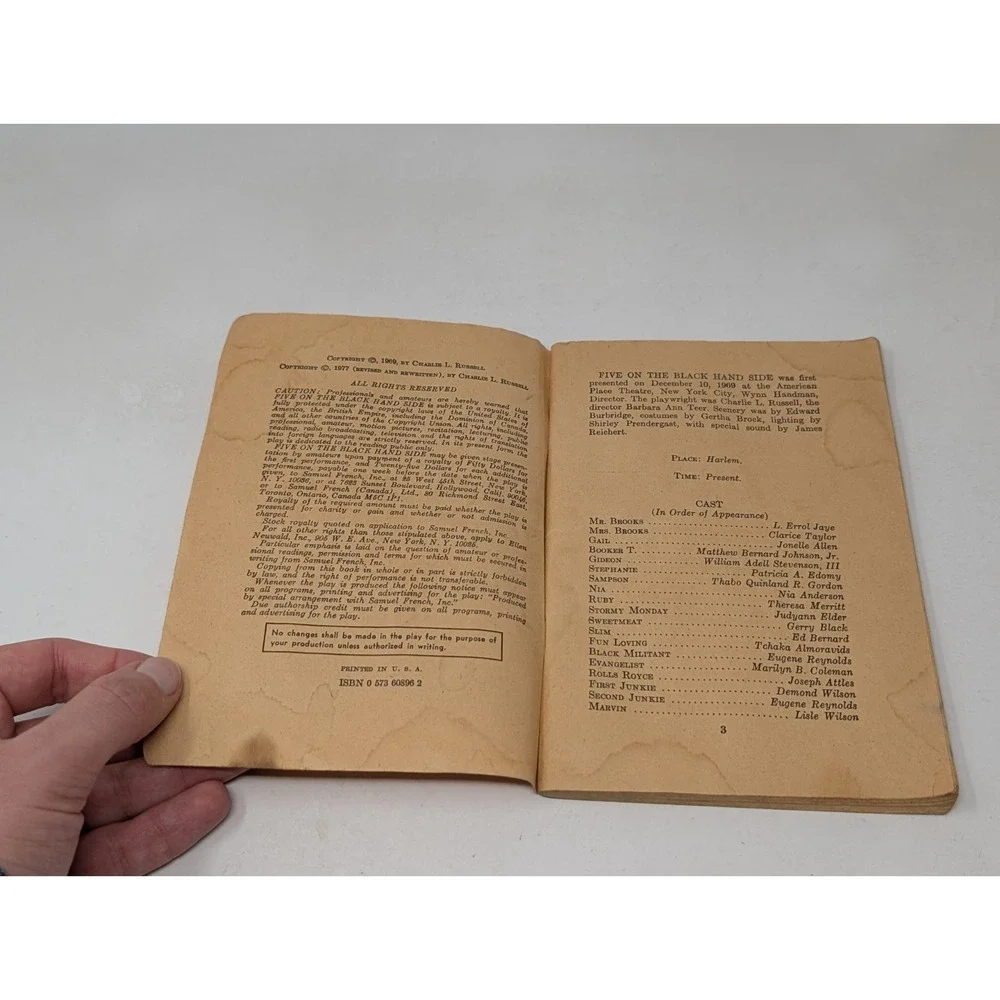 Five On The Black Hand Side Play by Charlie Russell Samuel French 1977‎ VTG Book